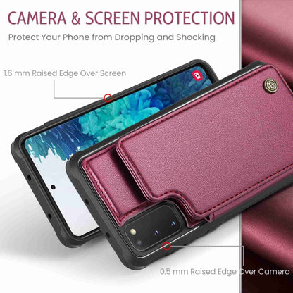 For Samsung Galaxy S20 FE CaseMe C22 Card Slots Holder RFID Anti-theft Phone Case(Wine Red) by CaseMe