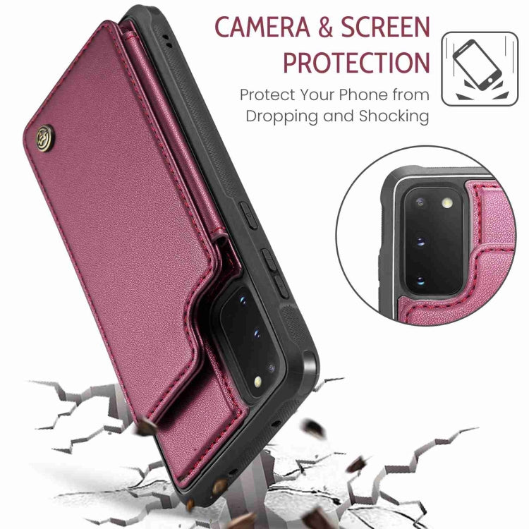For Samsung Galaxy S20 FE CaseMe C22 Card Slots Holder RFID Anti-theft Phone Case(Wine Red) by CaseMe