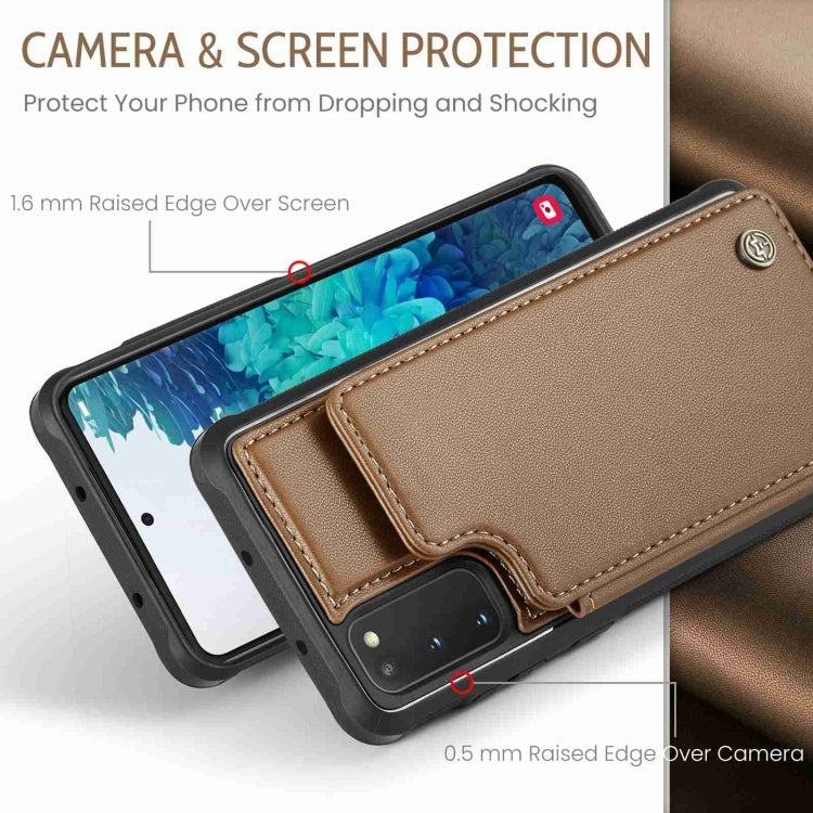 For Samsung Galaxy S20 FE CaseMe C22 Card Slots Holder RFID Anti-theft Phone Case(Brown) by CaseMe