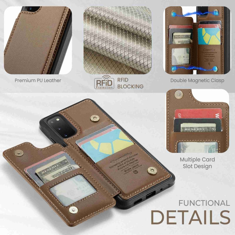 For Samsung Galaxy S20 FE CaseMe C22 Card Slots Holder RFID Anti-theft Phone Case(Brown) by CaseMe