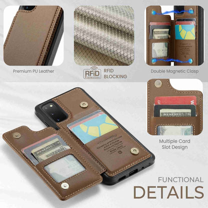 For Samsung Galaxy S20 FE CaseMe C22 Card Slots Holder RFID Anti-theft Phone Case(Brown) by CaseMe