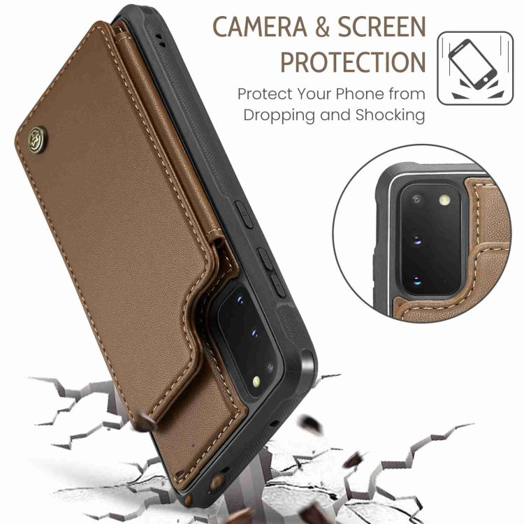 For Samsung Galaxy S20 FE CaseMe C22 Card Slots Holder RFID Anti-theft Phone Case(Brown) by CaseMe
