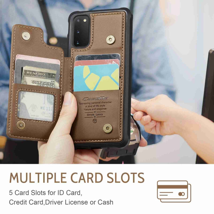 For Samsung Galaxy S20 FE CaseMe C22 Card Slots Holder RFID Anti-theft Phone Case(Brown) by CaseMe