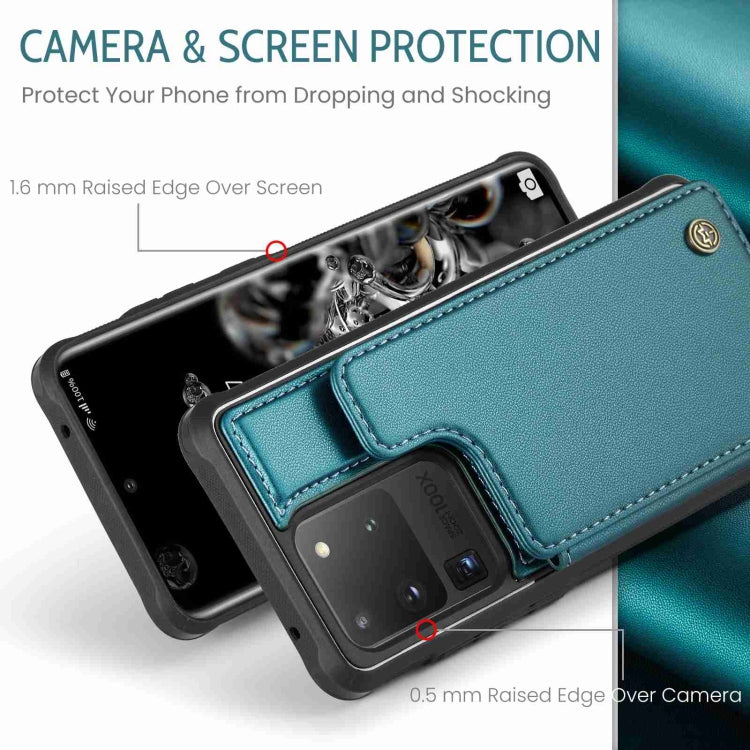 For Samsung Galaxy S20 Ultra CaseMe C22 Card Slots Holder RFID Anti-theft Phone Case(Blue Green) by CaseMe