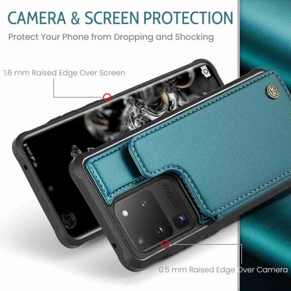 For Samsung Galaxy S20 Ultra CaseMe C22 Card Slots Holder RFID Anti-theft Phone Case(Blue Green) by CaseMe