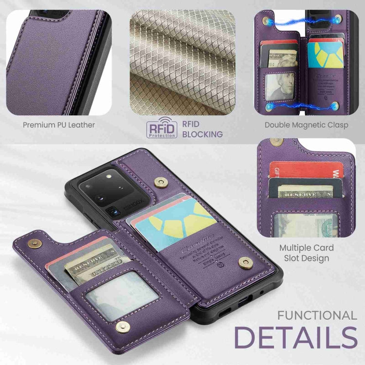 For Samsung Galaxy S20 Ultra CaseMe C22 Card Slots Holder RFID Anti-theft Phone Case(Purple) by CaseMe