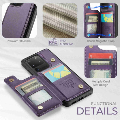 For Samsung Galaxy S20 Ultra CaseMe C22 Card Slots Holder RFID Anti-theft Phone Case(Purple) by CaseMe