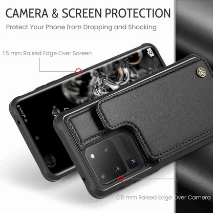 For Samsung Galaxy S20 Ultra CaseMe C22 Card Slots Holder RFID Anti-theft Phone Case(Black) by CaseMe