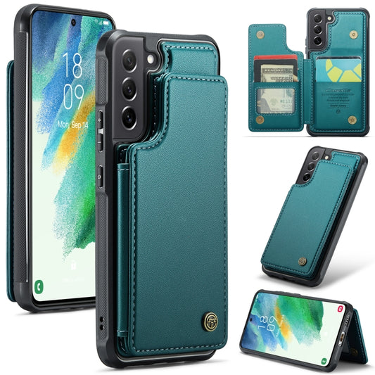For Samsung Galaxy S21 FE 5G CaseMe C22 Card Slots Holder RFID Anti-theft Phone Case(Blue Green) by CaseMe