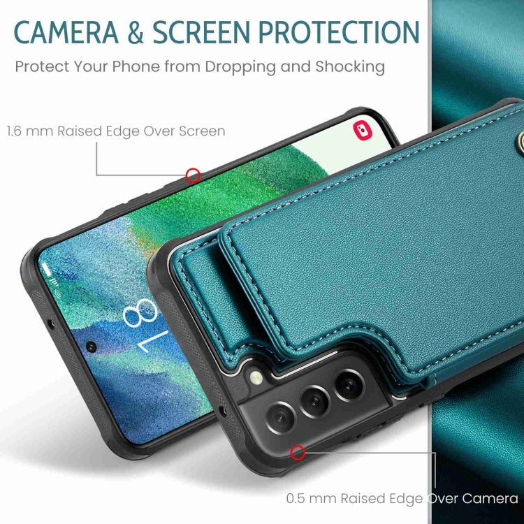 For Samsung Galaxy S21 FE 5G CaseMe C22 Card Slots Holder RFID Anti-theft Phone Case(Blue Green) - Galaxy Phone Cases by CaseMe | Online Shopping UK | buy2fix