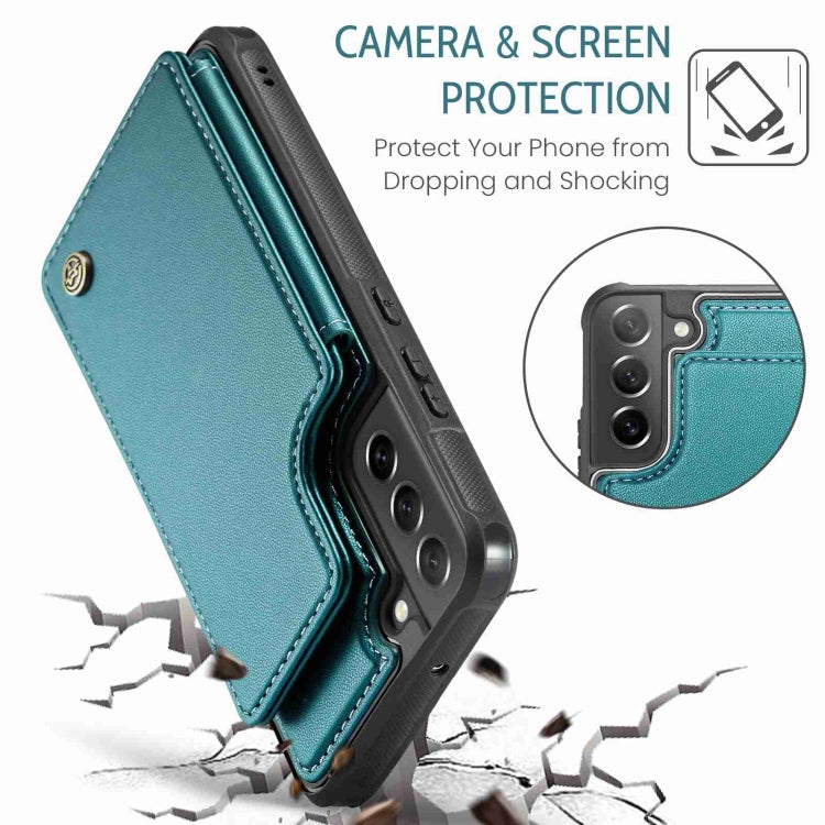 For Samsung Galaxy S21 FE 5G CaseMe C22 Card Slots Holder RFID Anti-theft Phone Case(Blue Green) - Galaxy Phone Cases by CaseMe | Online Shopping UK | buy2fix