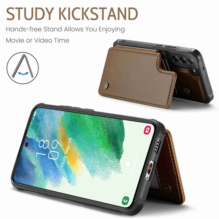 For Samsung Galaxy S21 FE 5G CaseMe C22 Card Slots Holder RFID Anti-theft Phone Case(Brown) by CaseMe