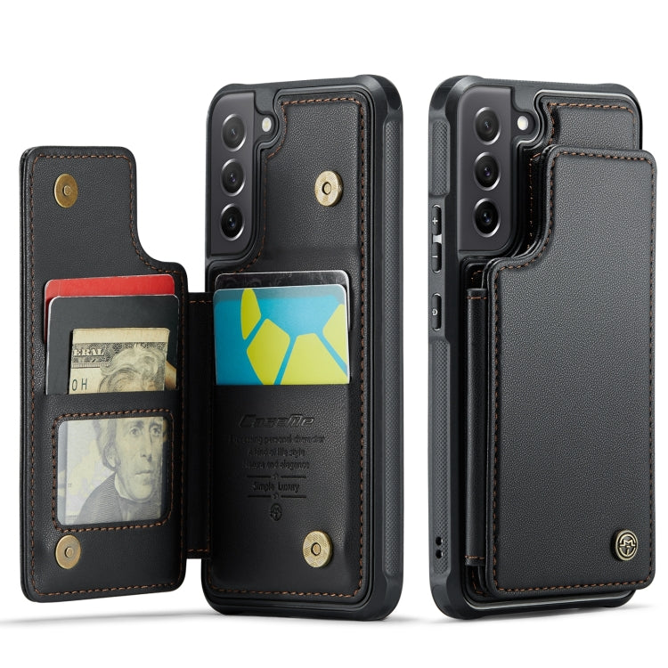 For Samsung Galaxy S21 FE 5G CaseMe C22 Card Slots Holder RFID Anti-theft Phone Case(Black) by CaseMe