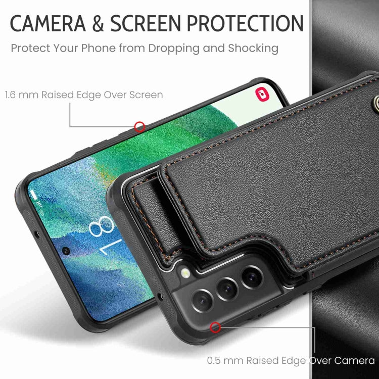 For Samsung Galaxy S21 FE 5G CaseMe C22 Card Slots Holder RFID Anti-theft Phone Case(Black) by CaseMe