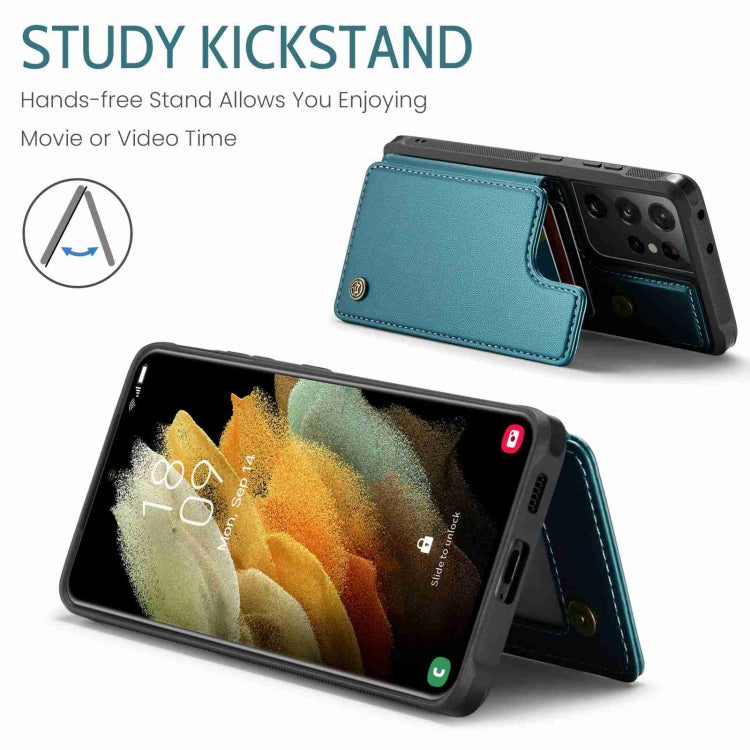 For Samsung Galaxy S21 Ultra 5G CaseMe C22 Card Slots Holder RFID Anti-theft Phone Case(Blue Green) by CaseMe