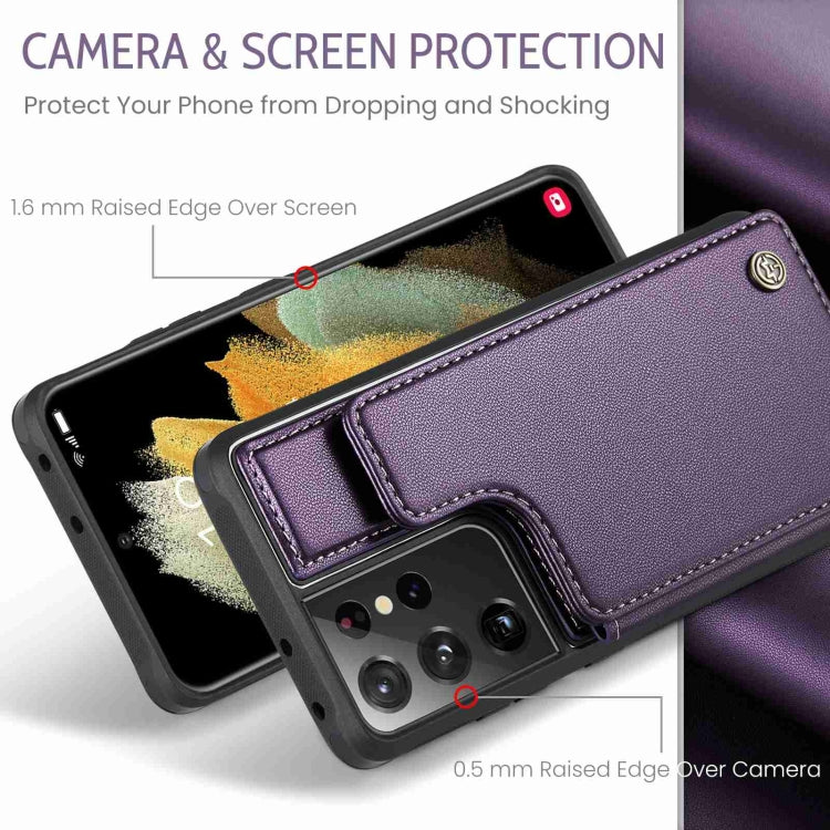 For Samsung Galaxy S21 Ultra 5G CaseMe C22 Card Slots Holder RFID Anti-theft Phone Case(Purple) by CaseMe