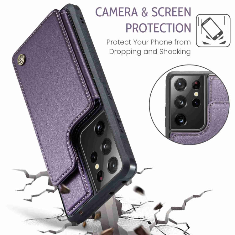 For Samsung Galaxy S21 Ultra 5G CaseMe C22 Card Slots Holder RFID Anti-theft Phone Case(Purple) by CaseMe