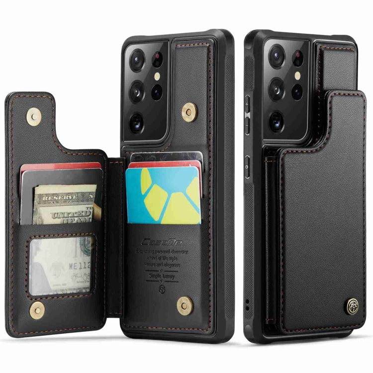 For Samsung Galaxy S21 Ultra 5G CaseMe C22 Card Slots Holder RFID Anti-theft Phone Case(Black) by CaseMe