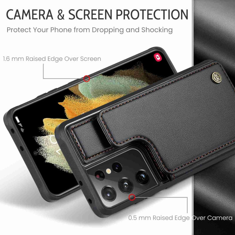 For Samsung Galaxy S21 Ultra 5G CaseMe C22 Card Slots Holder RFID Anti-theft Phone Case(Black) by CaseMe