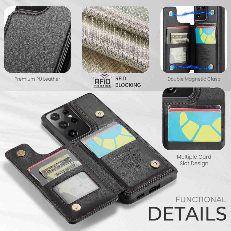 For Samsung Galaxy S21 Ultra 5G CaseMe C22 Card Slots Holder RFID Anti-theft Phone Case(Black) by CaseMe