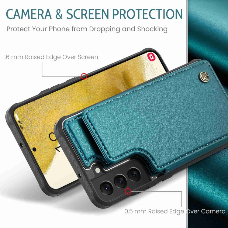 For Samsung Galaxy S22+ 5G CaseMe C22 Card Slots Holder RFID Anti-theft Phone Case(Blue Green) by CaseMe