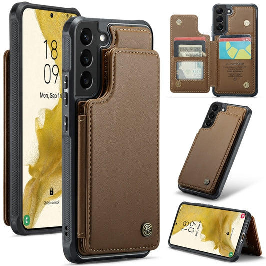 For Samsung Galaxy S22+ 5G CaseMe C22 Card Slots Holder RFID Anti-theft Phone Case(Brown) by CaseMe