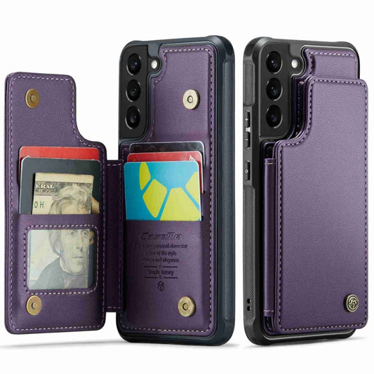 For Samsung Galaxy S22+ 5G CaseMe C22 Card Slots Holder RFID Anti-theft Phone Case(Purple) by CaseMe