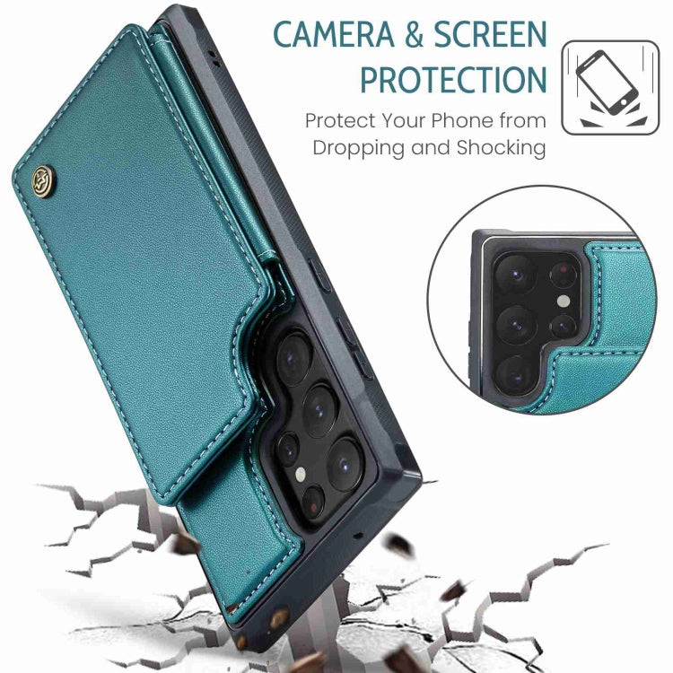 For Samsung Galaxy S22 Ultra 5G CaseMe C22 Card Slots Holder RFID Anti-theft Phone Case(Blue Green) by CaseMe