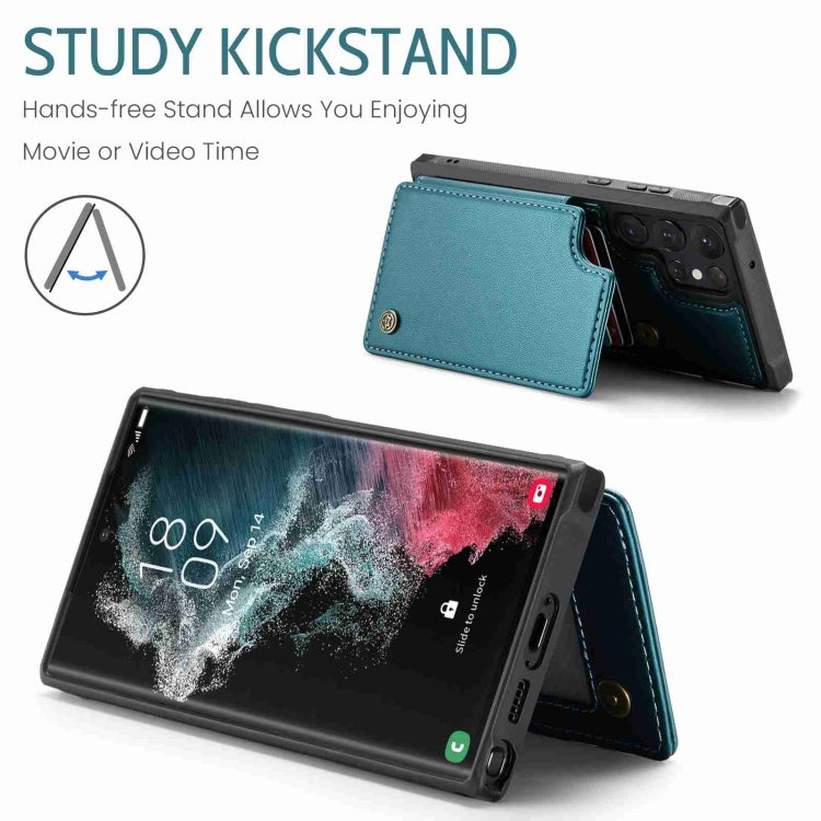 For Samsung Galaxy S22 Ultra 5G CaseMe C22 Card Slots Holder RFID Anti-theft Phone Case(Blue Green) by CaseMe