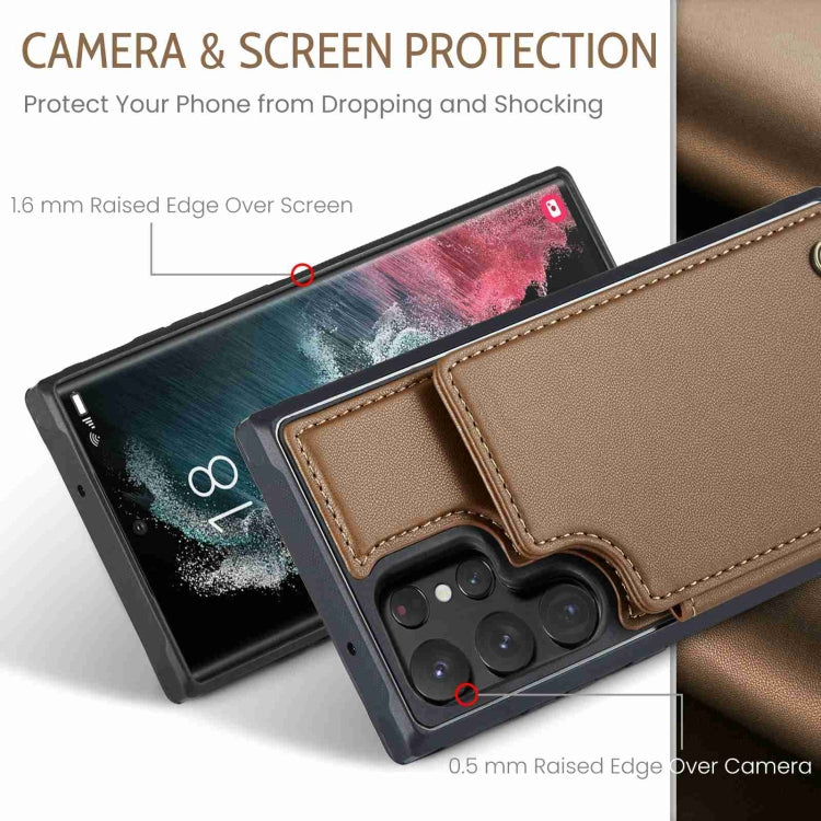 For Samsung Galaxy S22 Ultra 5G CaseMe C22 Card Slots Holder RFID Anti-theft Phone Case(Brown) by CaseMe