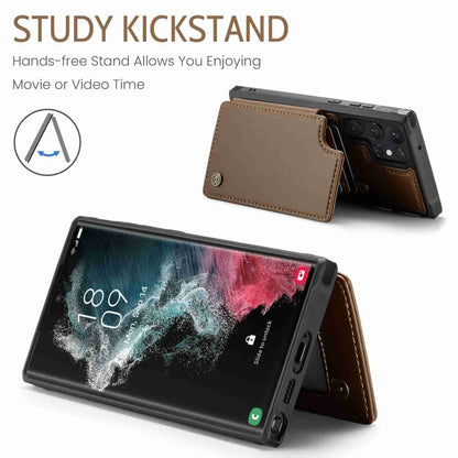 For Samsung Galaxy S22 Ultra 5G CaseMe C22 Card Slots Holder RFID Anti-theft Phone Case(Brown) by CaseMe