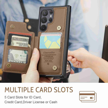 For Samsung Galaxy S22 Ultra 5G CaseMe C22 Card Slots Holder RFID Anti-theft Phone Case(Brown) by CaseMe
