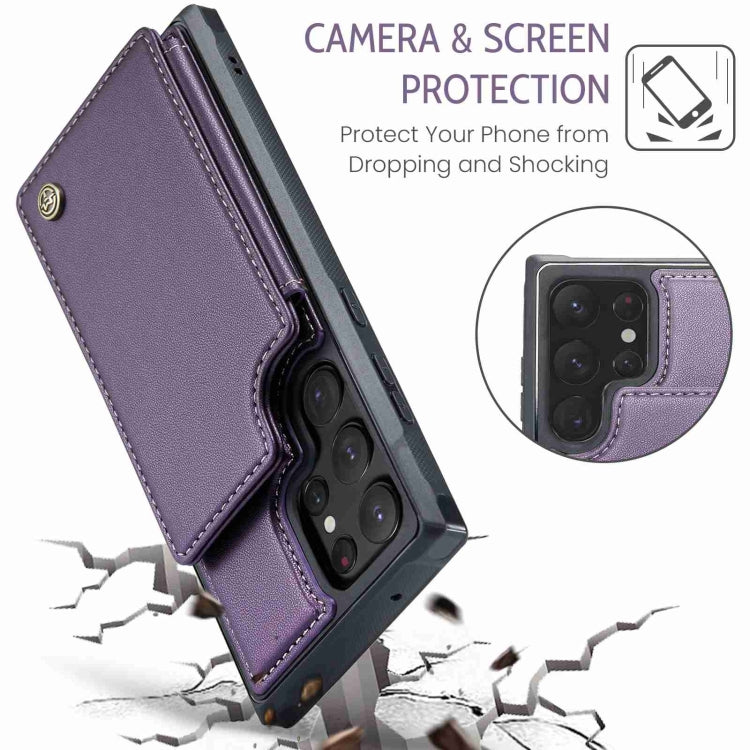 For Samsung Galaxy S22 Ultra 5G CaseMe C22 Card Slots Holder RFID Anti-theft Phone Case(Purple) - Galaxy S22 Ultra 5G Cases by CaseMe | Online Shopping UK | buy2fix