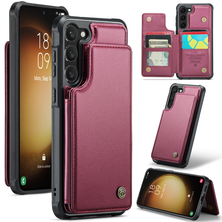 For Samsung Galaxy S23+ 5G CaseMe C22 Card Slots Holder RFID Anti-theft Phone Case(Wine Red) - Galaxy S23+ 5G Cases by CaseMe | Online Shopping UK | buy2fix