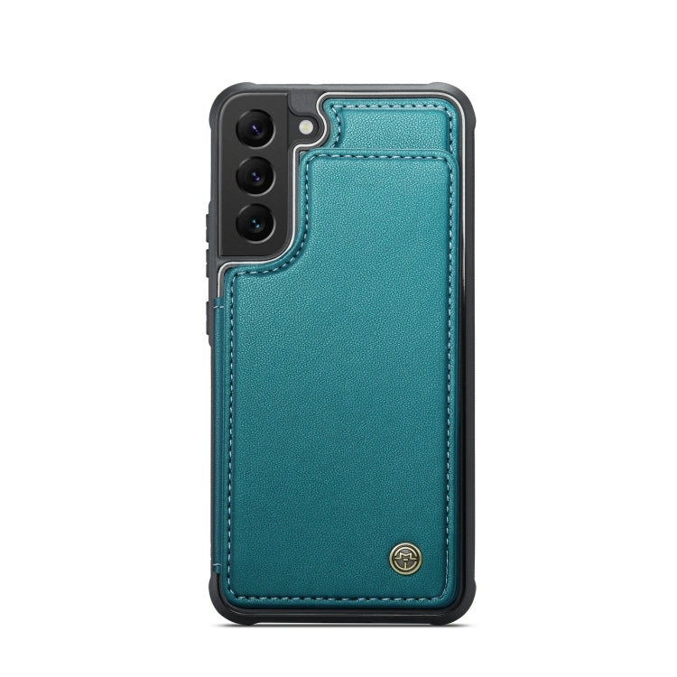 For Samsung Galaxy S21 5G CaseMe C22 Card Slots Holder RFID Anti-theft Phone Case(Blue Green) by CaseMe