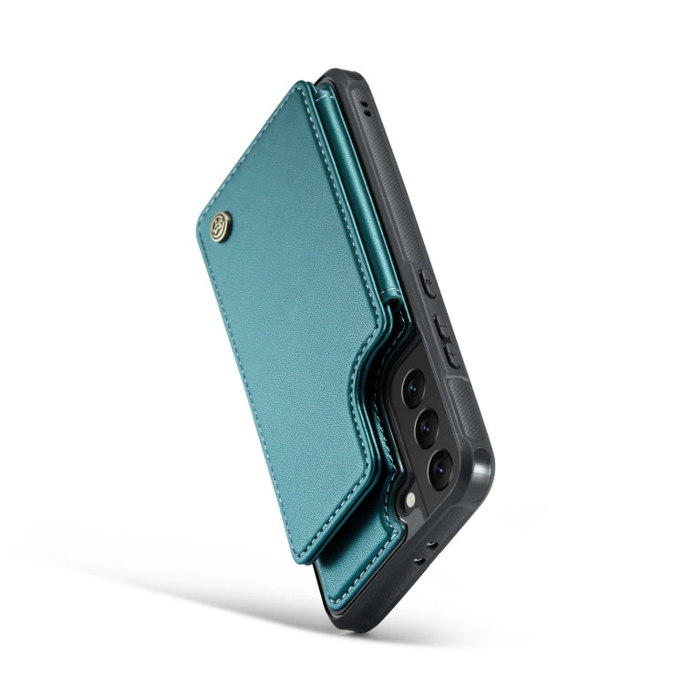 For Samsung Galaxy S21 5G CaseMe C22 Card Slots Holder RFID Anti-theft Phone Case(Blue Green) by CaseMe