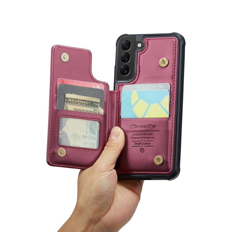 For Samsung Galaxy S21 5G CaseMe C22 Card Slots Holder RFID Anti-theft Phone Case(Wine Red) - Galaxy S21 5G Cases by CaseMe | Online Shopping UK | buy2fix