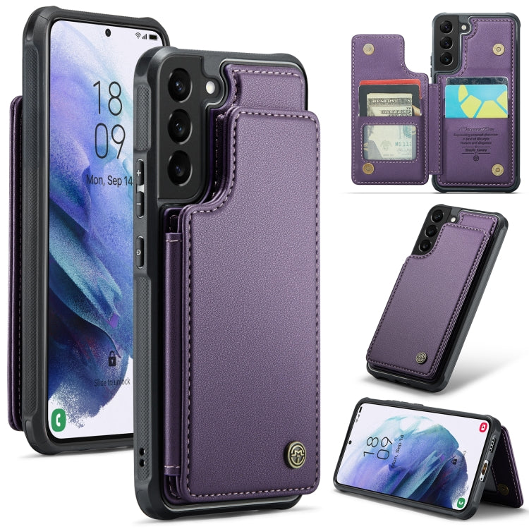 For Samsung Galaxy S21 5G CaseMe C22 Card Slots Holder RFID Anti-theft Phone Case(Purple) by CaseMe