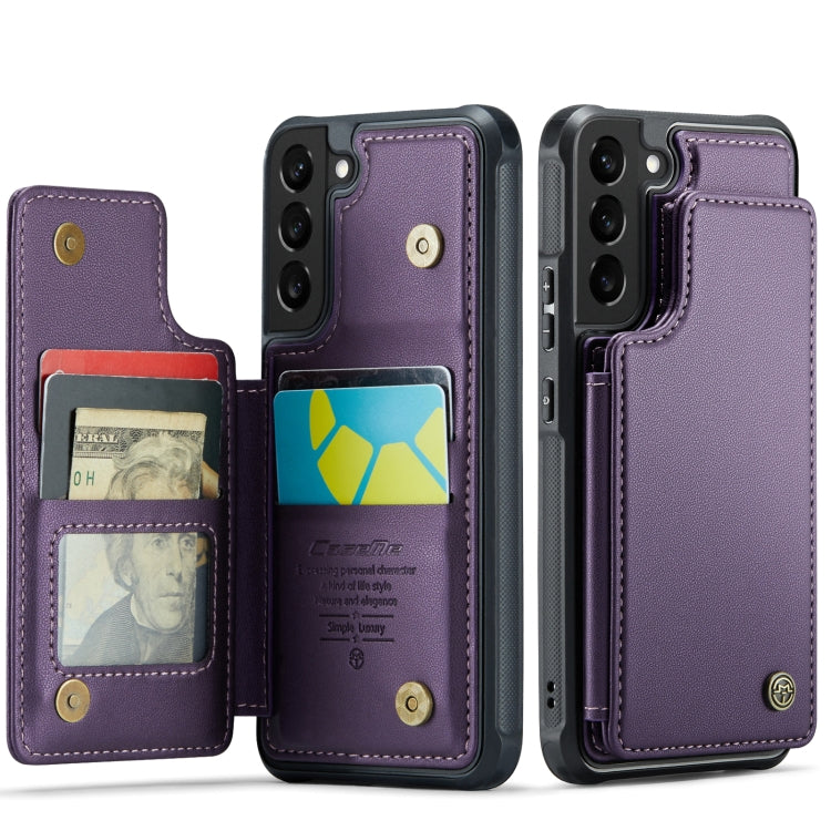 For Samsung Galaxy S21 5G CaseMe C22 Card Slots Holder RFID Anti-theft Phone Case(Purple) by CaseMe