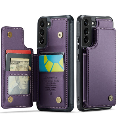 For Samsung Galaxy S21 5G CaseMe C22 Card Slots Holder RFID Anti-theft Phone Case(Purple) by CaseMe