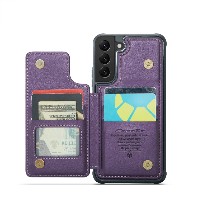 For Samsung Galaxy S21 5G CaseMe C22 Card Slots Holder RFID Anti-theft Phone Case(Purple) by CaseMe