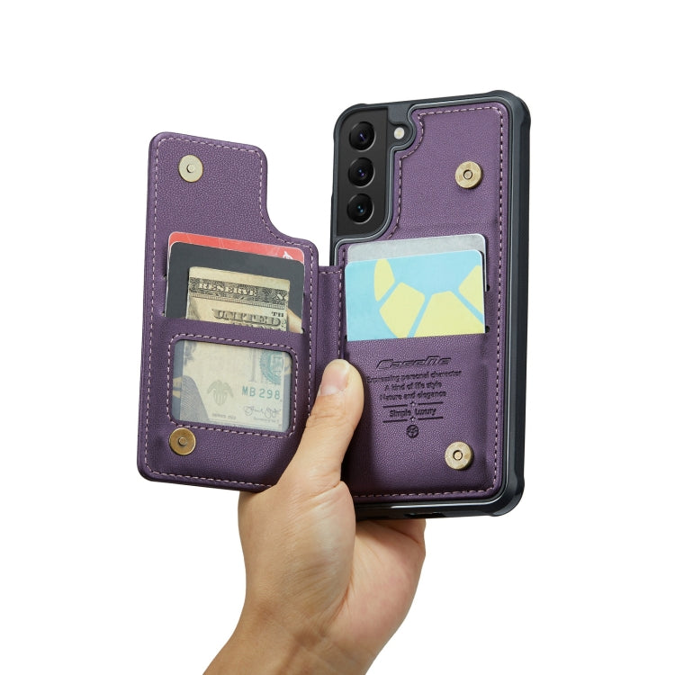For Samsung Galaxy S21 5G CaseMe C22 Card Slots Holder RFID Anti-theft Phone Case(Purple) by CaseMe