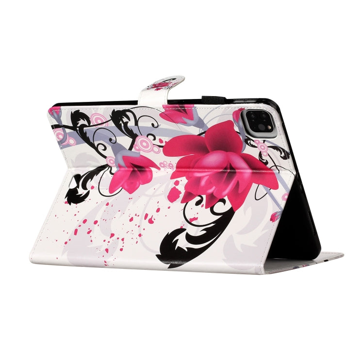 For iPad Pro 11 (2020) Colored Drawing Pattern Horizontal Flip PU Leather Tablet Case with Holder & Card Slot & Sleep / Wake-up Function(Flowers) - iPad Pro 11 (2020) Cases by buy2fix | Online Shopping UK | buy2fix