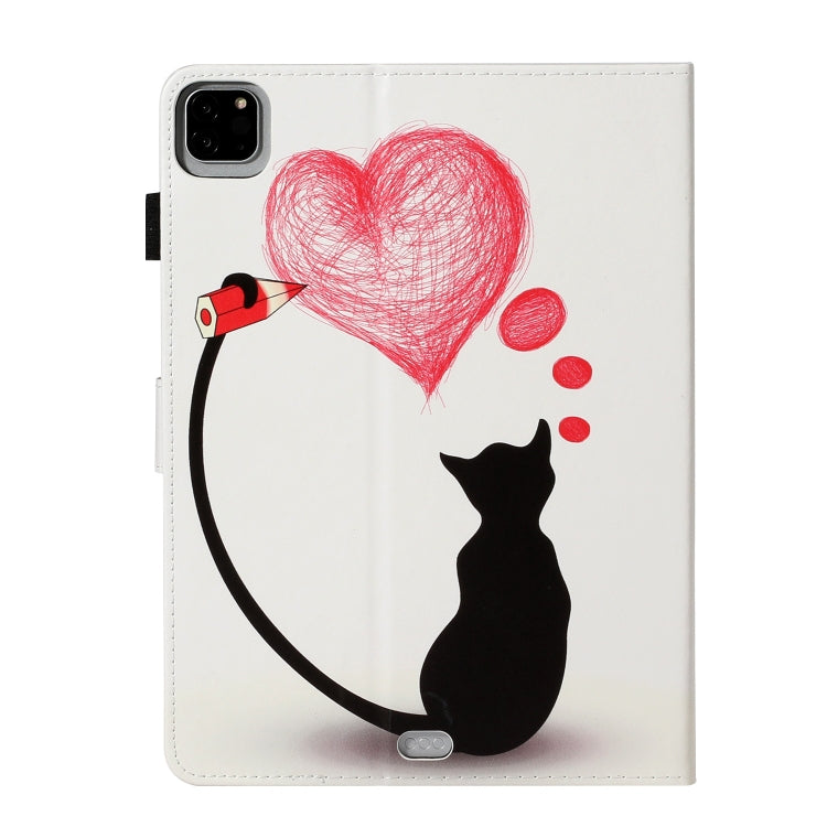 For iPad Pro 11 (2020) Colored Drawing Pattern Horizontal Flip PU Leather Tablet Case with Holder & Card Slot & Sleep / Wake-up Function(Loving Cat) - iPad Pro 11 (2020) Cases by buy2fix | Online Shopping UK | buy2fix