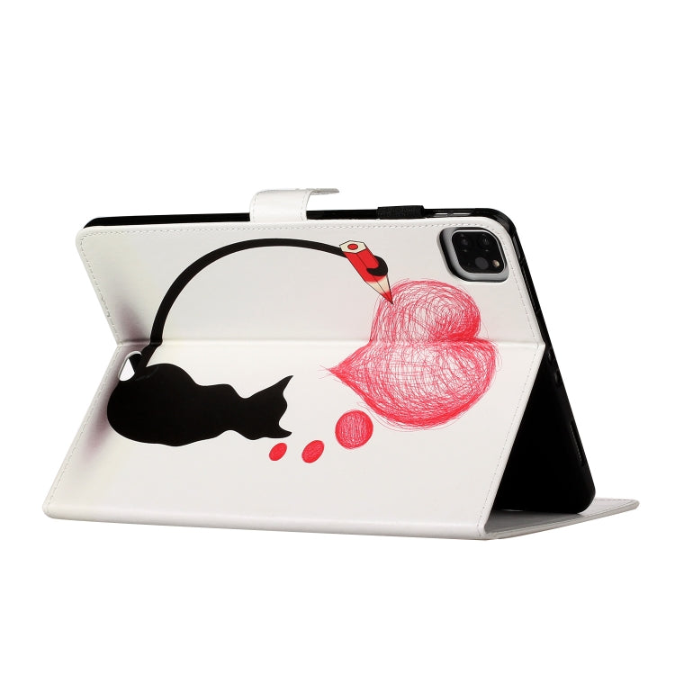 For iPad Pro 11 (2020) Colored Drawing Pattern Horizontal Flip PU Leather Tablet Case with Holder & Card Slot & Sleep / Wake-up Function(Loving Cat) - iPad Pro 11 (2020) Cases by buy2fix | Online Shopping UK | buy2fix