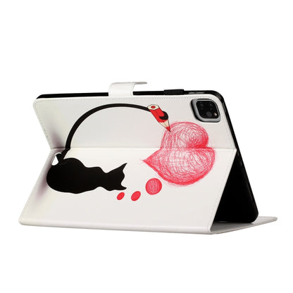 For iPad Pro 11 (2020) Colored Drawing Pattern Horizontal Flip PU Leather Tablet Case with Holder & Card Slot & Sleep / Wake-up Function(Loving Cat) - iPad Pro 11 (2020) Cases by buy2fix | Online Shopping UK | buy2fix