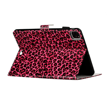 For iPad Pro 11 (2020) Colored Drawing Pattern Horizontal Flip PU Leather Tablet Case with Holder & Card Slot & Sleep / Wake-up Function(Red Pink Leopard) - iPad Pro 11 (2020) Cases by buy2fix | Online Shopping UK | buy2fix