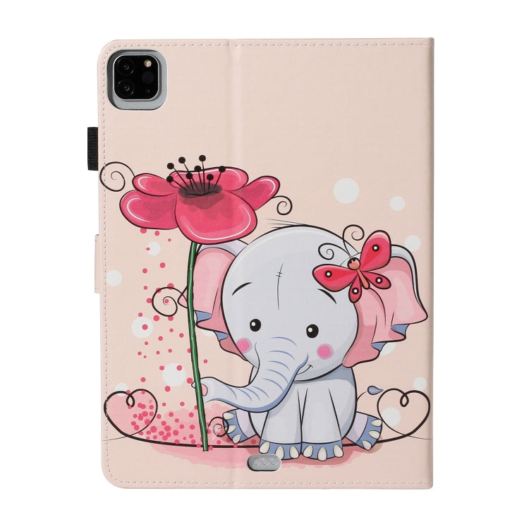 For iPad Pro 11 (2020) Colored Drawing Pattern Horizontal Flip PU Leather Tablet Case with Holder & Card Slot & Sleep / Wake-up Function(Elephant Flowers) - iPad Pro 11 (2020) Cases by buy2fix | Online Shopping UK | buy2fix