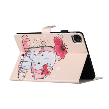 For iPad Pro 11 (2020) Colored Drawing Pattern Horizontal Flip PU Leather Tablet Case with Holder & Card Slot & Sleep / Wake-up Function(Elephant Flowers) - iPad Pro 11 (2020) Cases by buy2fix | Online Shopping UK | buy2fix