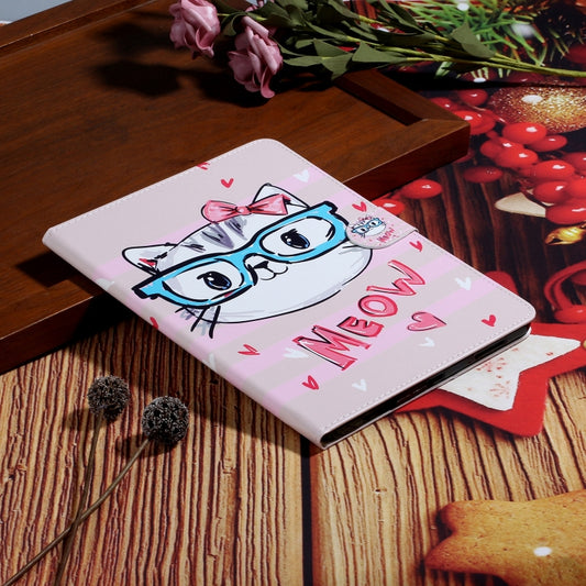 For iPad Pro 11 (2020) Colored Drawing Pattern Horizontal Flip PU Leather Tablet Case with Holder & Card Slot & Sleep / Wake-up Function(Glasses Cat) - iPad Pro 11 (2020) Cases by buy2fix | Online Shopping UK | buy2fix